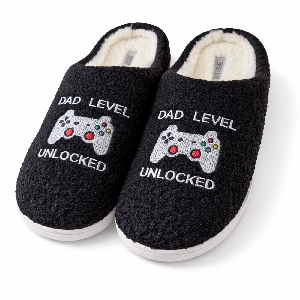 Emerer & Oak Gamer Slippers Men’s M 9/10 Memory Foam Sherpa NWT Dad Level